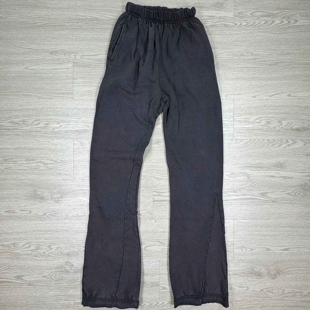 mnml Men's Sweatpants Flare Side Slit Fleece Charcoal Gray Sz Small‎